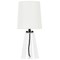 Homeroots 16" Clear Glass Geometric Table Lamp With White Drum Shade 546099 - alternate 1