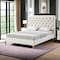 Homeroots Cream Solid Wood Twin Tufted Upholstered Linen Bed with Nailhead Trim 544885 - alternate 7