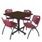 Regency Square Kobe Breakroom Table W/ 4 M Stack Chairs, 36 in W, 36 in L, Neo Walnut TKB3636NW47BY - alternate 1