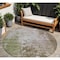 Homeroots 8' Brown And Green Round Abstract Washable Indoor Outdoor Area Rug 605514 - alternate 1