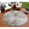 Homeroots 8' Ivory Gray And Khaki Round Abstract Washable Indoor Outdoor Area Rug 616834 - alternate 1