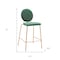 Homeroots Set of Two 26" Green and Gold Velvet and Steel Counter Height Bar Chairs, 2PK 555702 - alternate 6