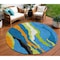 Homeroots 8' Denim Blue Copper And Green Round Abstract Washable Indoor Outdoor Area Rug 600962 - alternate 1