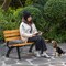 Gardenised Iron Framed Park Bench with Wooden Seat and Backrest for All Outdoor Spaces QI004781 - alternate 6