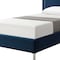 Homeroots Navy Blue Solid Wood Twin Upholstered Velvet Bed with Nailhead Trim 544793 - alternate 9