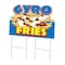 Signmission Gyro Fries Die Cut Yard Sign & Stake outdoor plastic coroplast window, C-DC-2436-Gyro Fries19 C-DC-2436-Gyro Fries19 - alternate 1