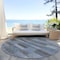 Homeroots 8' Blue Denim Blue And Brown Round Striped Washable Indoor Outdoor Area Rug 615478 - alternate 5
