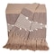 Homeroots 50" X 60" Brown and Beige Woven Cotton Striped Throw Blanket with Tassels and Embroidery 548934 - alternate 4