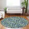 Homeroots 8' Navy Blue Green And Ivory Round Abstract Washable Indoor Outdoor Area Rug 602577 - alternate 7
