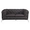 Homeroots 69in Brown And Silver Italian Leather Loveseat 477572 - alternate 1