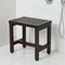 Homeroots Compact Rectangular Teak Lattice Pattern Shower Or Outdoor Bench In Brown Finish 376692 - alternate 5