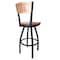 Holland Bar Stool Co 36" Blk Wrinkle Washington Swivel Bar Stool, Laser Engraved Back L03836BWMedMplAWashUnMedMpl - alternate 5