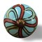 Homeroots Set of Eight Turquoise And Red Geometric Ceramic Drawer Pull Knobs, 8PK 332350 - alternate 1