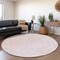 Homeroots 8' Pink Gray And Ivory Round Geometric Washable Indoor Outdoor Area Rug 594733 - alternate 5