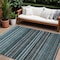 Homeroots 8' X 10' Teal Blue Sky Blue And Gray Striped Washable Indoor Outdoor Area Rug 577814 - alternate 1
