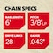 Oregon Chainsaw Chain, 3/8 in LP, .043 in Gauge, 28 DL, for 6 in Bar, fits Milwaukee, Craftsman, Remington 90F028G - alternate 4
