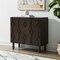 Homeroots 36in Dark Brown Solid Wood Carved Geometric Accent Cabinet With Two Doors 611065 - alternate 4