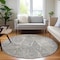 Homeroots 8' Ivory Charcoal And Beige Round Geometric Washable Indoor Outdoor Area Rug 577567 - alternate 4