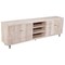 Homeroots 92in Ivory Carved Geometric Distressed Solid Wood Enclosed and Open Storage TV Stand 489508 - alternate 6