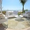 Homeroots 8' Beige Tan And Ivory Round Floral Washable Indoor Outdoor Area Rug 588530 - alternate 7