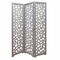 Homeroots 50" Gray Solid Wood Folding Three Panel Screen Room Divider 342745 - alternate 1