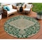 Homeroots 8' Emerald Beige And Brown Round Oriental Washable Indoor Outdoor Area Rug 605243 - alternate 1