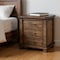 Homeroots 26" Walnut Wood Distressed Three Drawer Nightstand 653108 - alternate 6
