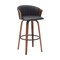 Armen Living Diana 30in Swivel Walnut Wood Bar Stool in Black Faux Leather LCDIBAWABLK30 - alternate 1