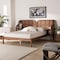 Baxton Studio Cascadia Mid-Century Modern Walnut Brown Wood Queen Size Wingback Platform Bed 252-13900-ZORO - alternate 8