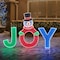 Sunjoy 48 in. Christmas Lighted Joyous Snowman, 2D Tinsel Santa JOY Display Set Outdoor Garden D116019800 - alternate 1