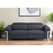 Homeroots 83" Dark Gray Italian Leather USB Reclining Sofa With Silver Legs 482206 - alternate 5