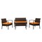 Homeroots Four Piece Outdoor Dark Brown Wicker Sofa Seating Group with Orange Cushions 558552 - alternate 9
