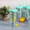Gibson Home Tropical Sway Vineyard 6Pc 24Oz Double Wall Plastic Tumbler Set with Lid & Straw in Teal 136425.01 - alternate 4