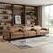 Homeroots 129" Chestnut Top Grain Leather Reclining Metal USB Sofa 720345 - alternate 7
