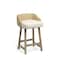 Homeroots 24" Beige and Natural Solid Wood Fabric And Jute Low Back Counter Height Bar Chair 605915 - alternate 5
