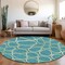 Homeroots 8' Teal Blue Ivory And Green Round Abstract Washable Indoor Outdoor Area Rug 600572 - alternate 7