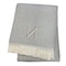 Homeroots 55" X 70" Gray White Herringbone Cotton Blend N Initial Throw Blanket with Tassels Embroidery 655537 - alternate 5