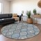 Homeroots 8' Navy Blue Ivory And Taupe Round Floral Medallion Washable Indoor Outdoor Area Rug 614607 - alternate 5
