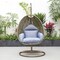 Leisuremod Beige Wicker Hanging Egg Swing Chair with Charcoal Blue Cushions ESCBG-40CBU - alternate 7