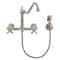 Whitehaus Collection Vintage III Plus Wall Mount Faucet with a  Long Traditional Swivel Spout, and Solid Brass Side Spray WHKWCR3-9402-NT-BN - alternate 4