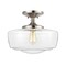 Jonathan Y Marfa 14" 1-Light Modern Farmhouse Schoolhouse Frosted Glass/Metal LED Semi Flush Mount, Nickel JYL7517D - alternate 1