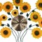 Homeroots 31" Yellow Green And Gold Metal Silent Analog Sunflower Floral Wall Clock 626369 - alternate 4