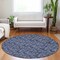 Homeroots 8' Navy Blue Denim Blue And Ivory Round Floral Washable Indoor Outdoor Area Rug 581908 - alternate 7