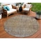 Homeroots 8' Brown And Ivory Round Abstract Washable Indoor Outdoor Area Rug 631085 - alternate 1
