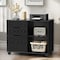 Simple Deluxe 3-Drawer File Cabinet, Lateral Mobile Filing Cabinet Wood Storage Organizer with Wheels, Printer St 3A88CABINET3C01BLK01 - alternate 1