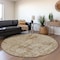 Homeroots 8' Brown And Beige Round Geometric Washable Indoor Outdoor Area Rug 594571 - alternate 5