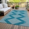 Homeroots 8' X 10' Teal Blue And Ivory Geometric Washable Indoor Outdoor Area Rug 598625 - alternate 5