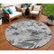 Homeroots 8' Gray And Charcoal Round Floral Washable Indoor Outdoor Area Rug 610982 - alternate 1