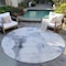 Homeroots 8' Navy Blue And Ivory Round Abstract Washable Indoor Outdoor Area Rug 582664 - alternate 7