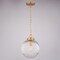 Vaxcel Linden 1-Light Muted Brass Gold Globe Pendant Light with Clear Ribbed Glass Shade Art Deco P0457 - alternate 9